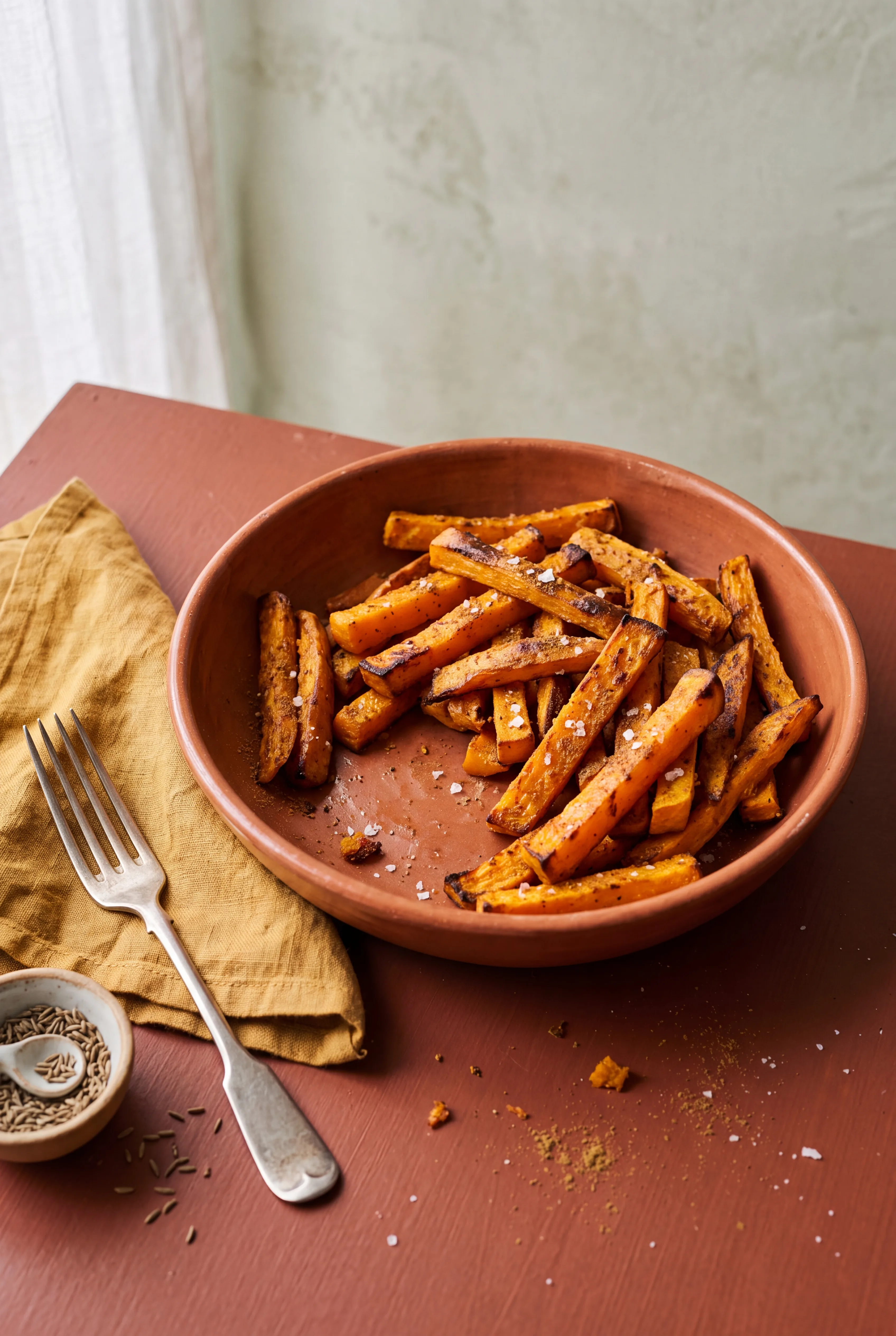 Frites de butternut au miel et cumin