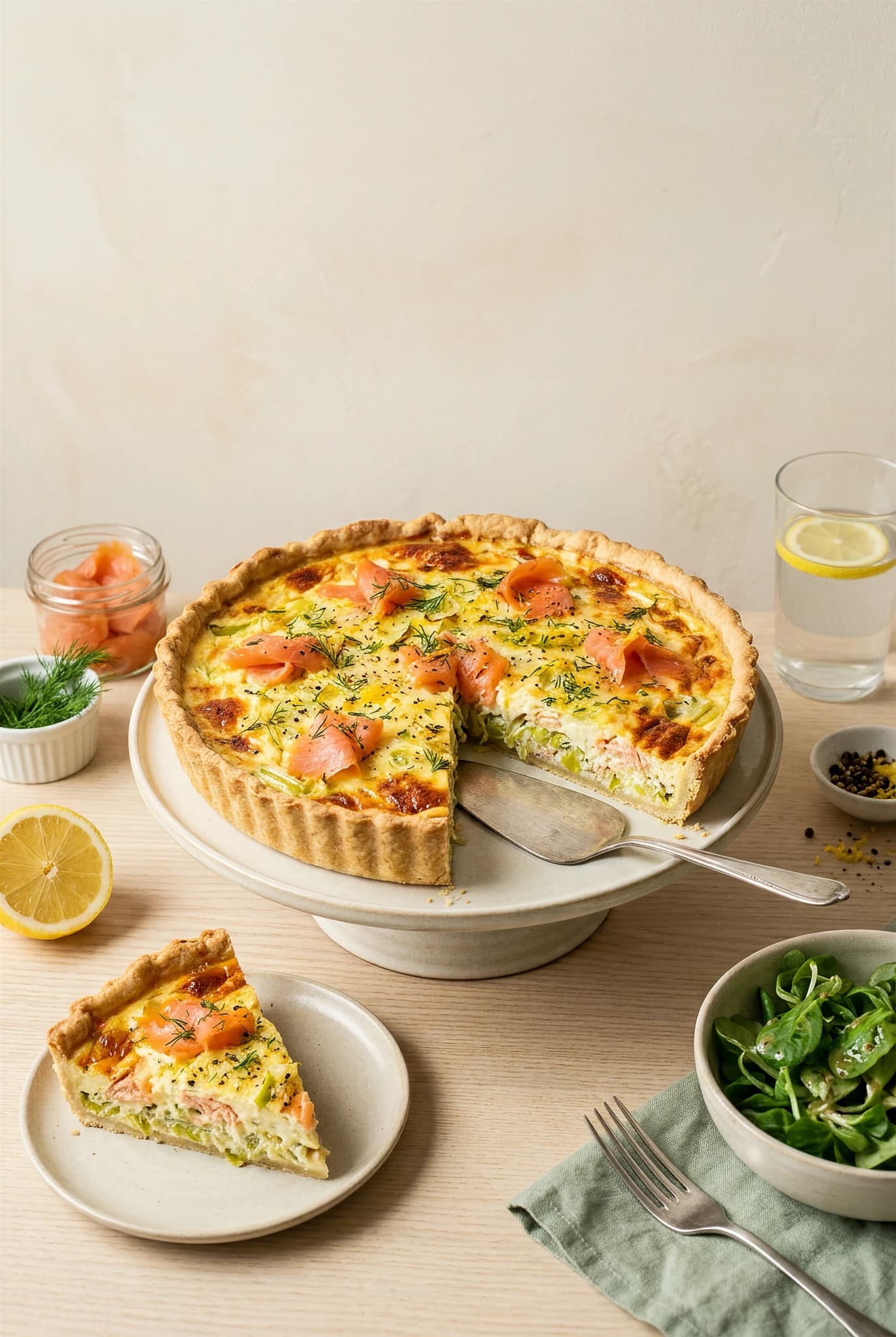 Quiche poireaux et saumon fumé