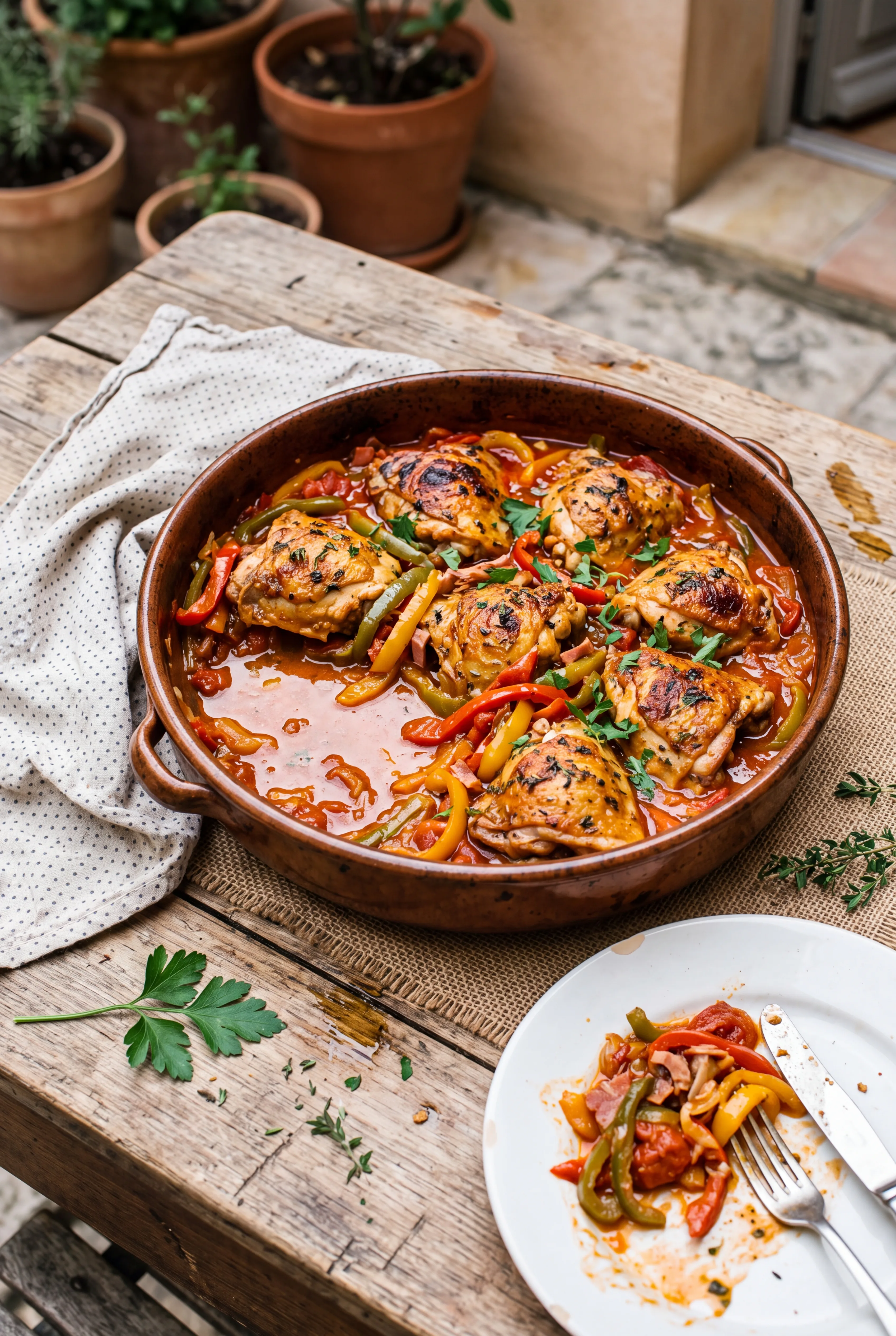 Poulet basquaise à la piperade