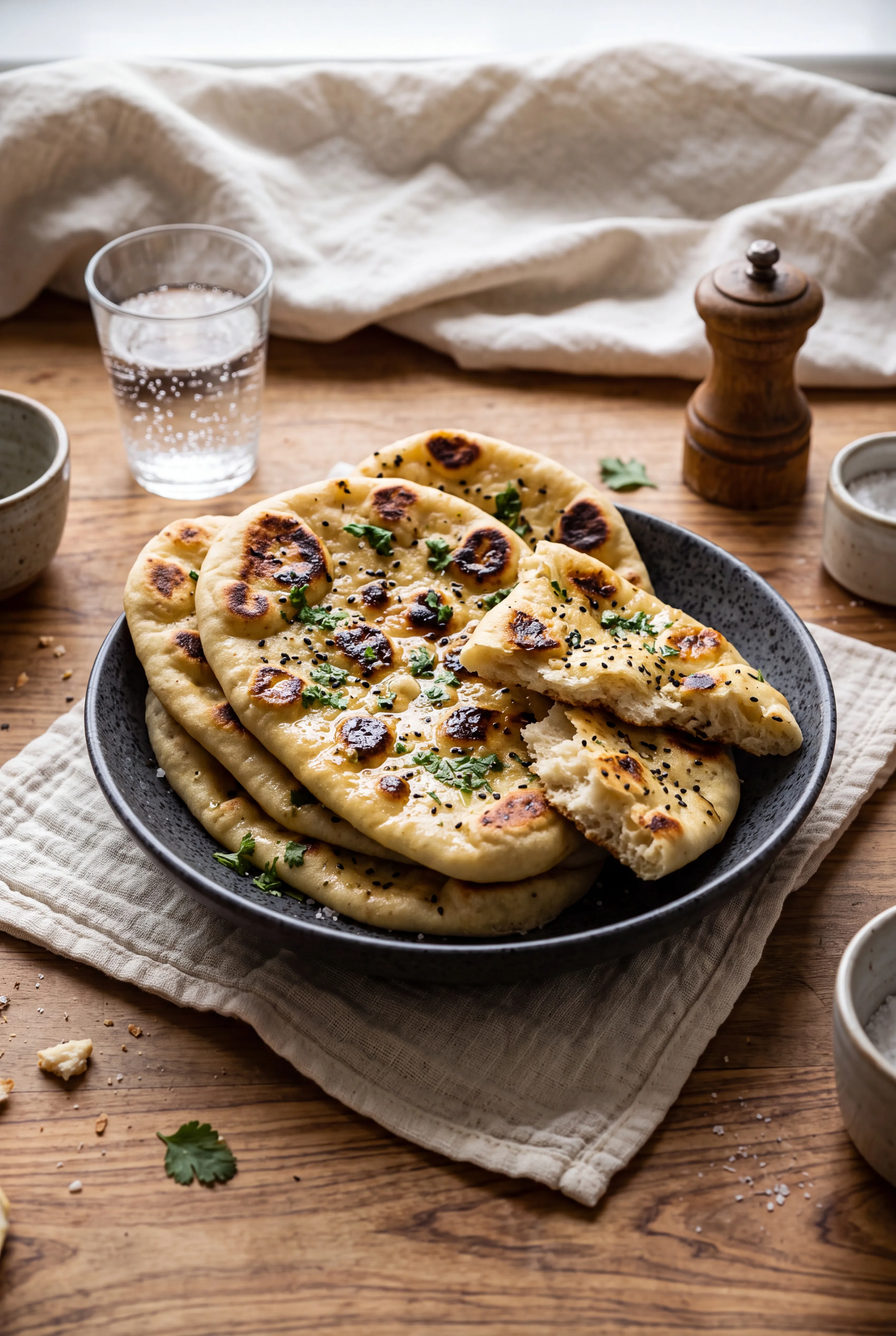 Naans beurre et coriandre