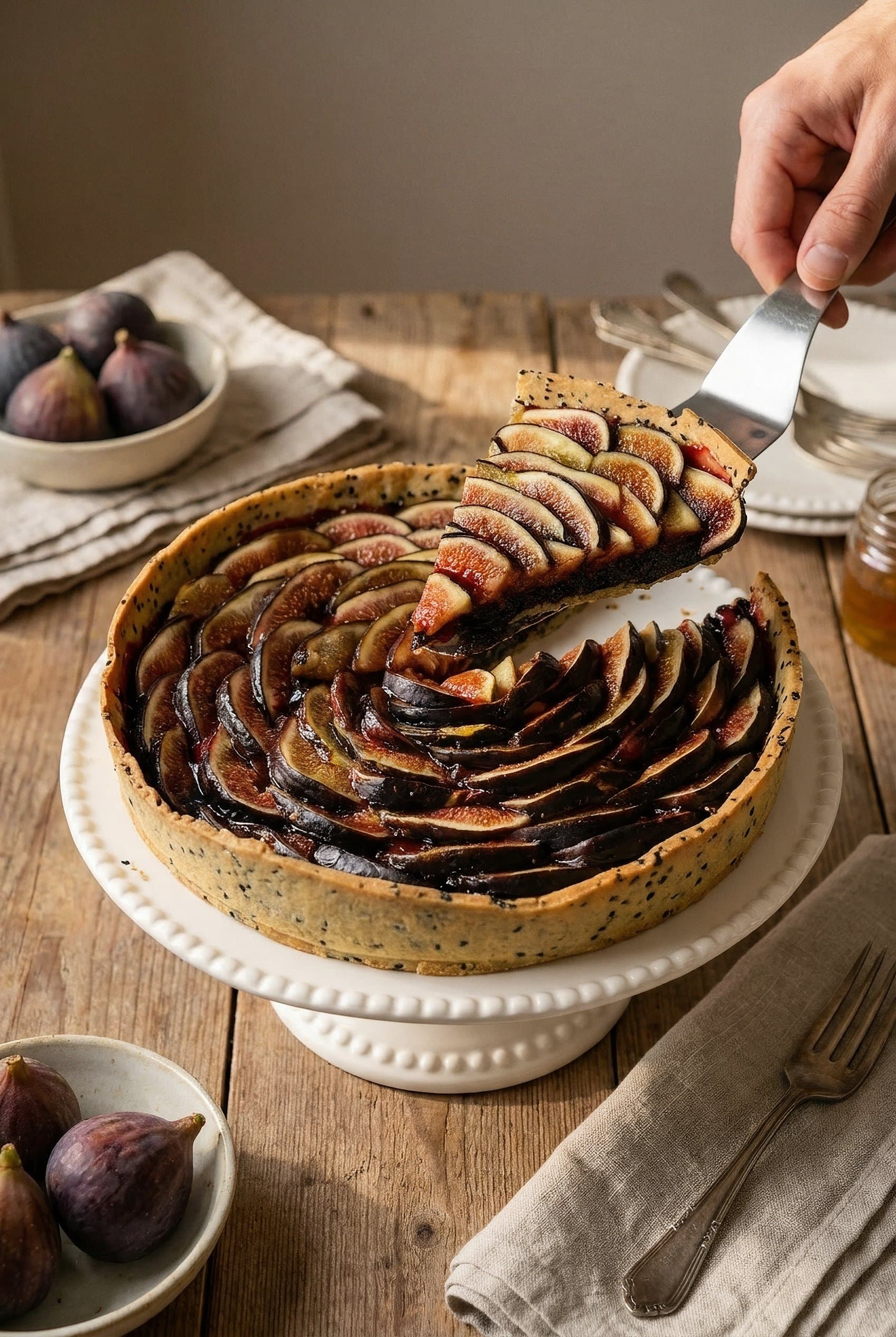 Tarte figue et sésame noir