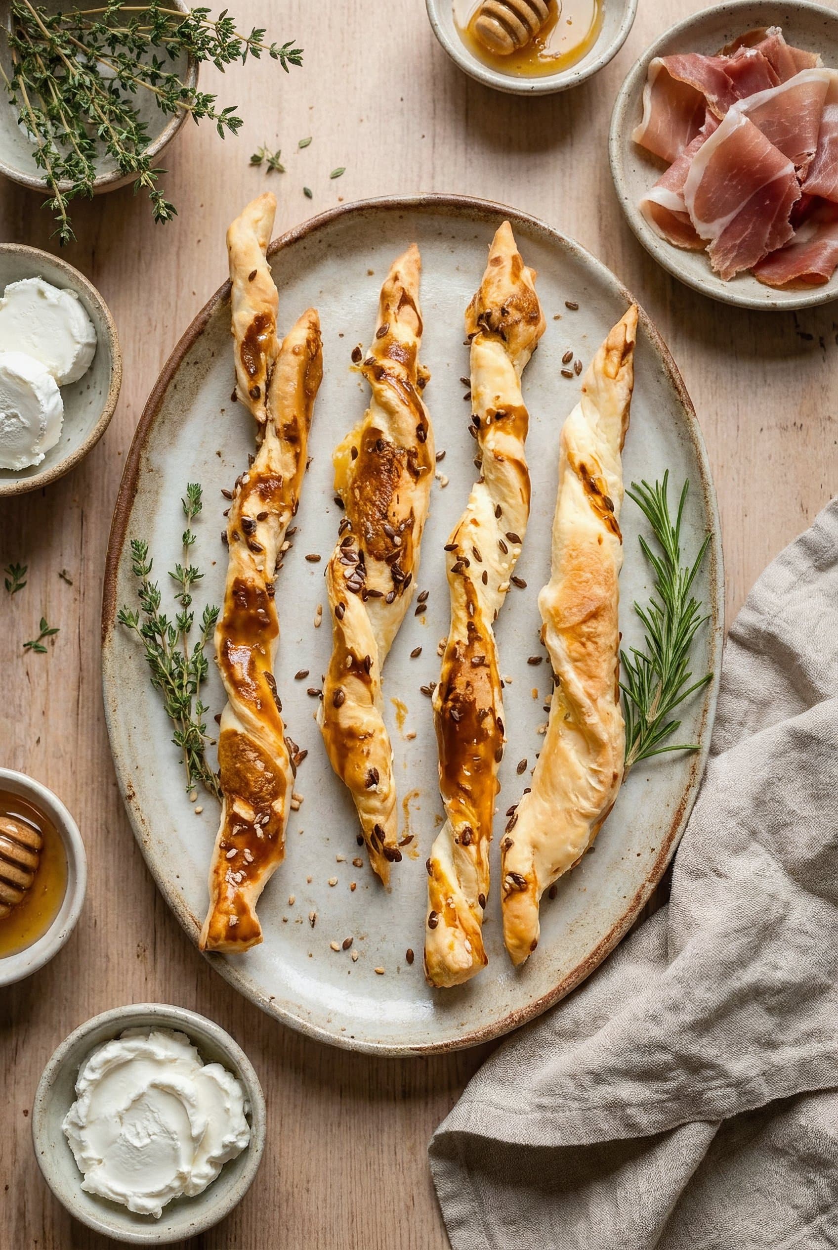 Petits feuilletés chèvre et jambon